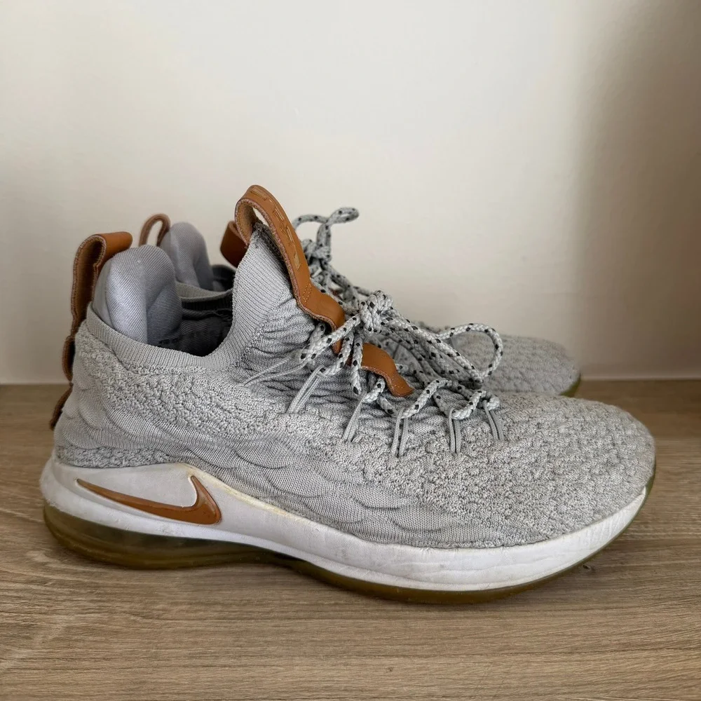 Nike LeBron 15 Low Light Bone Grey Tan AO1755-003 Mens Sneakers Basketball Shoes